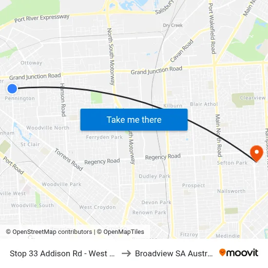 Stop 33 Addison Rd - West side to Broadview SA Australia map