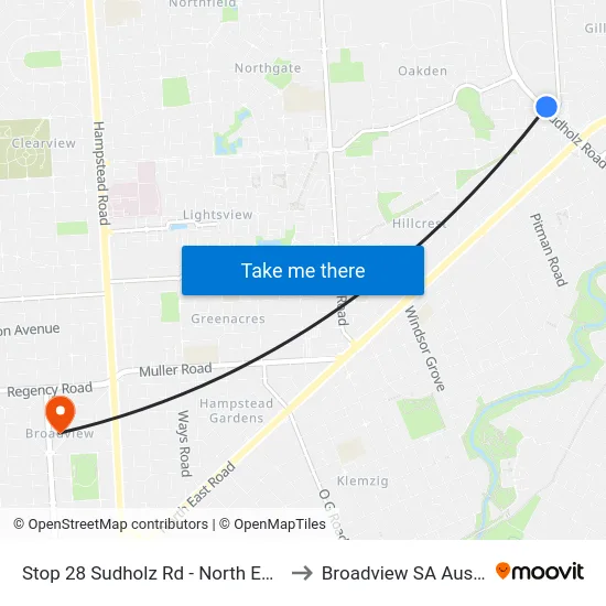 Stop 28 Sudholz Rd - North East side to Broadview SA Australia map