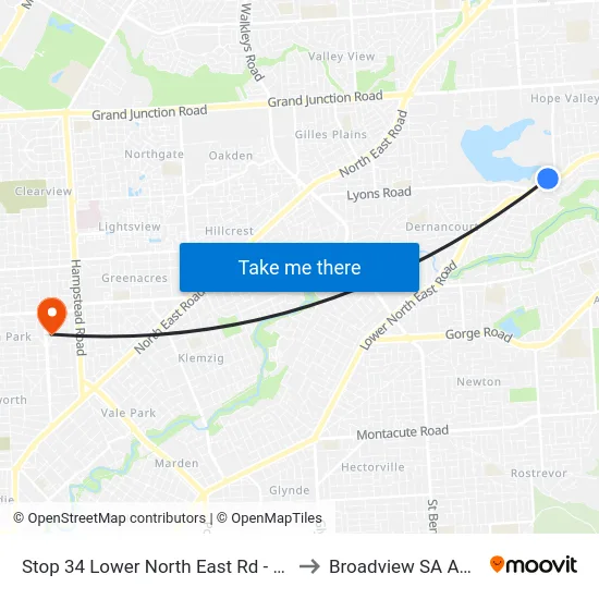 Stop 34 Lower North East Rd - North side to Broadview SA Australia map