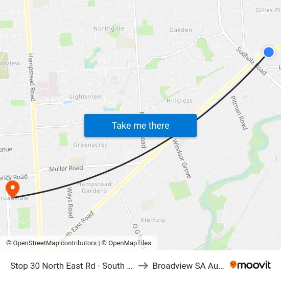 Stop 30 North East Rd - South East side to Broadview SA Australia map