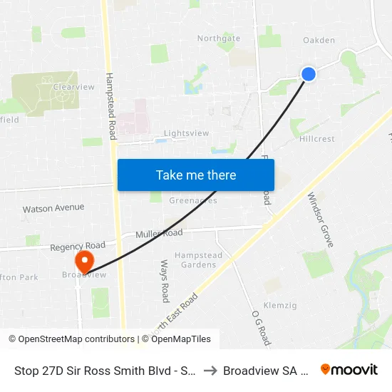 Stop 27D Sir Ross Smith Blvd - South East side to Broadview SA Australia map