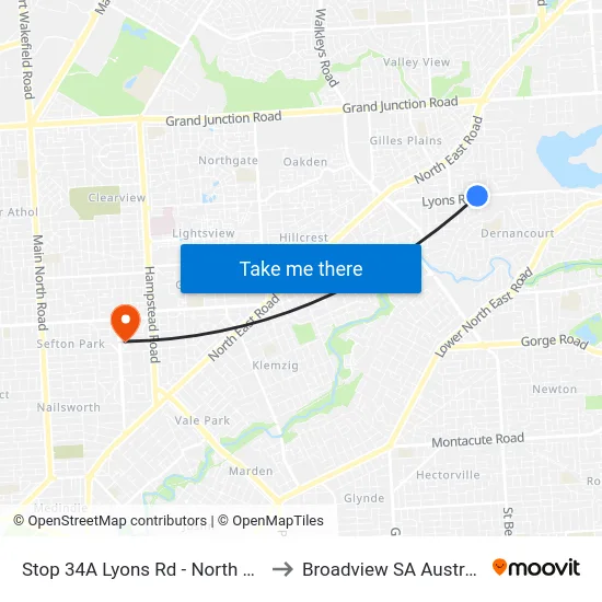 Stop 34A Lyons Rd - North side to Broadview SA Australia map