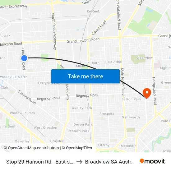 Stop 29 Hanson Rd - East side to Broadview SA Australia map