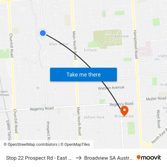 Stop 22 Prospect Rd - East side to Broadview SA Australia map
