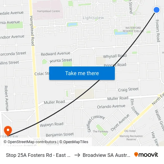 Stop 25A Fosters Rd - East side to Broadview SA Australia map
