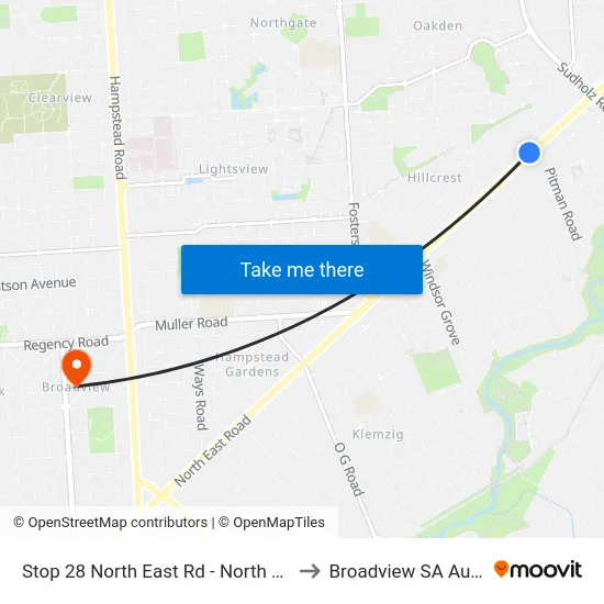 Stop 28 North East Rd - North West side to Broadview SA Australia map