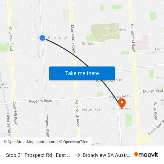 Stop 21 Prospect Rd - East side to Broadview SA Australia map