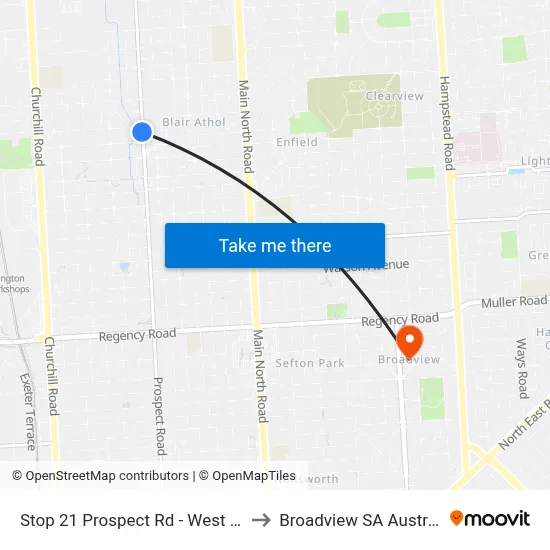 Stop 21 Prospect Rd - West side to Broadview SA Australia map