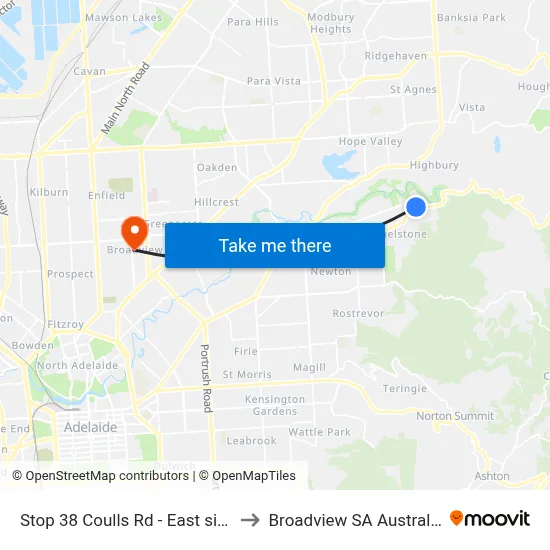 Stop 38 Coulls Rd - East side to Broadview SA Australia map