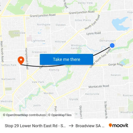 Stop 29 Lower North East Rd - South East side to Broadview SA Australia map