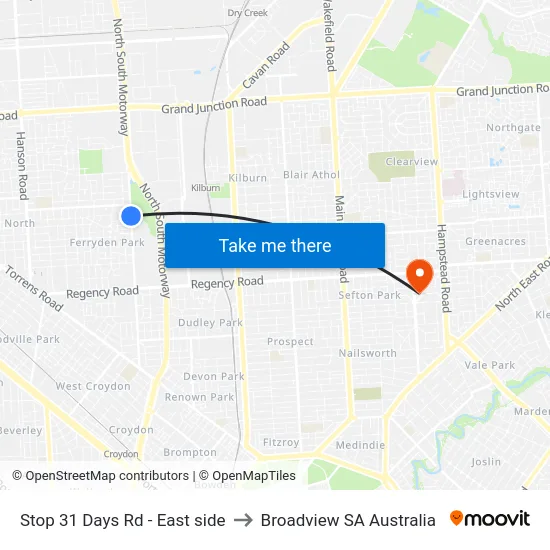 Stop 31 Days Rd - East side to Broadview SA Australia map