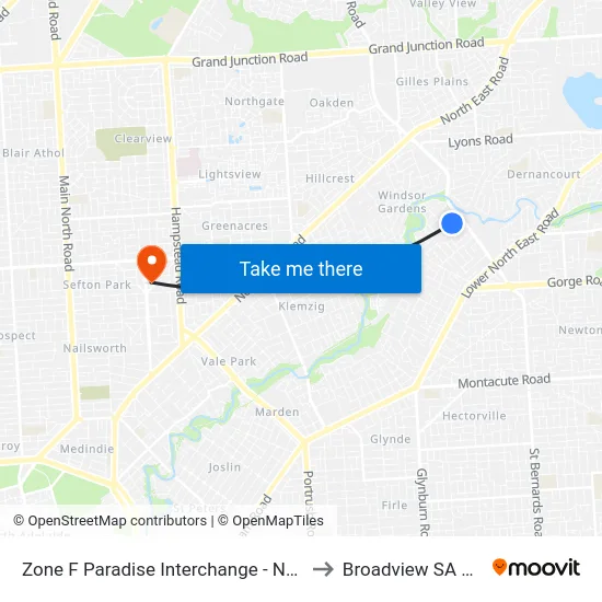 Zone F Paradise Interchange - North West side to Broadview SA Australia map