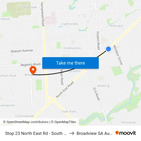 Stop 23 North East Rd - South East side to Broadview SA Australia map
