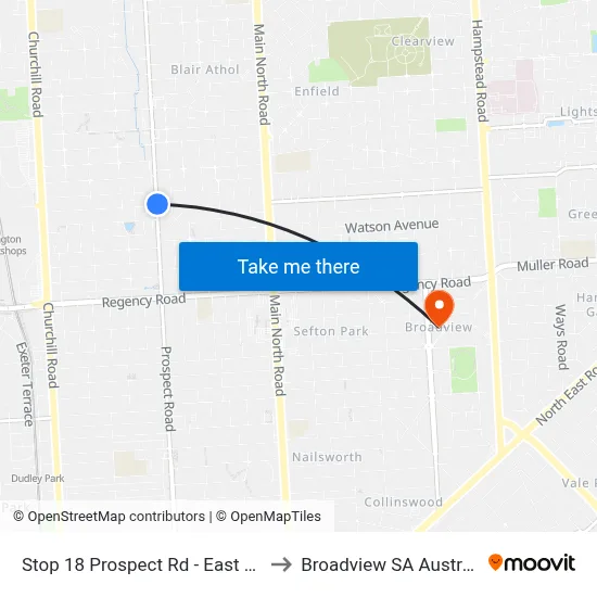 Stop 18 Prospect Rd - East side to Broadview SA Australia map