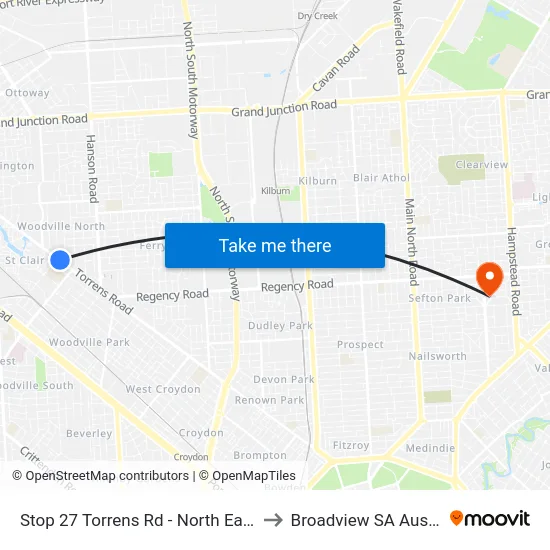 Stop 27 Torrens Rd - North East side to Broadview SA Australia map
