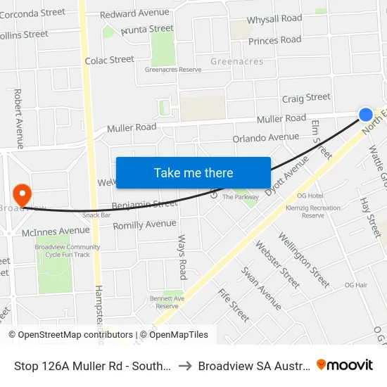 Stop 126A Muller Rd - South side to Broadview SA Australia map