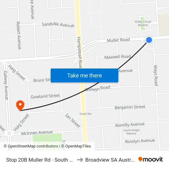 Stop 20B Muller Rd - South side to Broadview SA Australia map