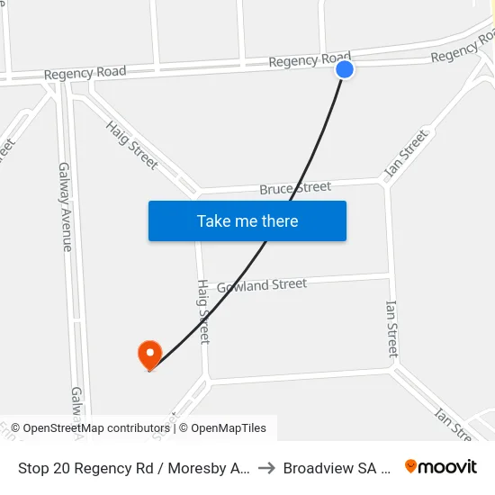 Stop 20 Regency Rd / Moresby Ave - South side to Broadview SA Australia map