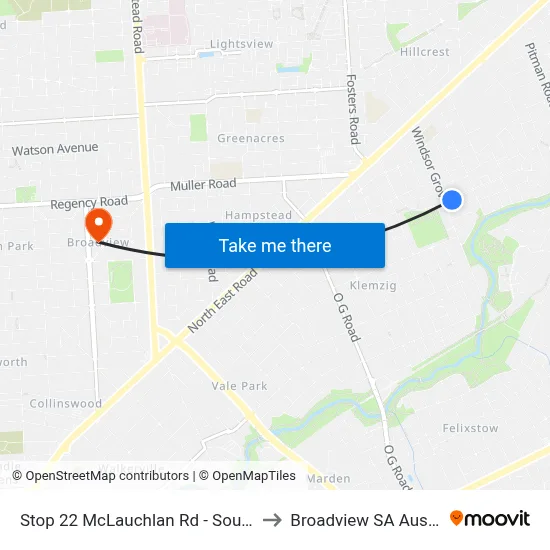 Stop 22 McLauchlan Rd - South side to Broadview SA Australia map
