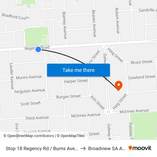 Stop 18 Regency Rd / Burns Ave - South side to Broadview SA Australia map