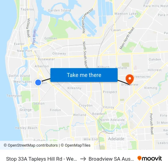 Stop 33A Tapleys Hill Rd - West side to Broadview SA Australia map