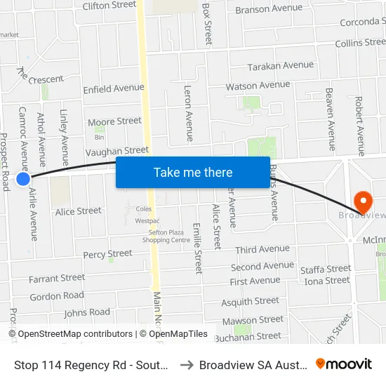 Stop 114 Regency Rd - South side to Broadview SA Australia map