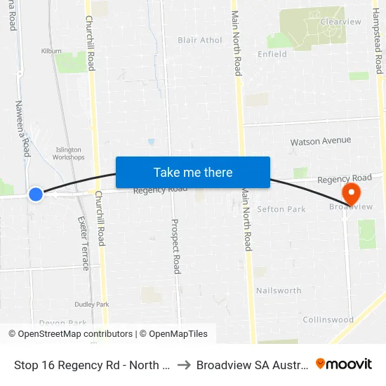 Stop 16 Regency Rd - North side to Broadview SA Australia map