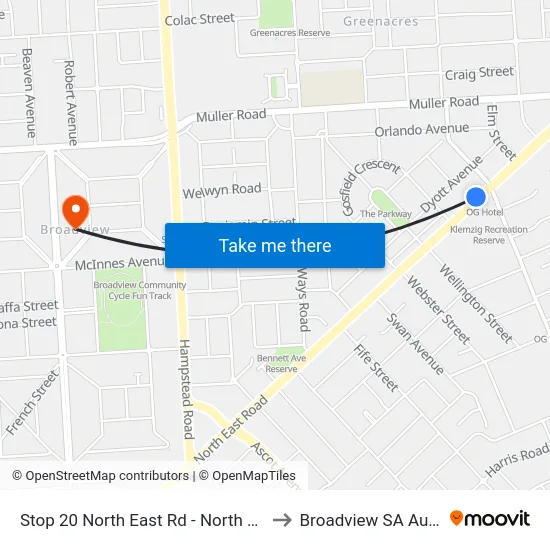 Stop 20 North East Rd - North West side to Broadview SA Australia map
