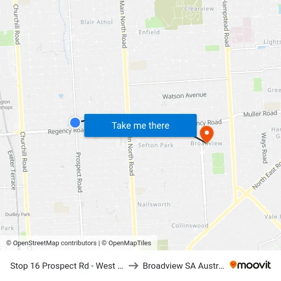 Stop 16 Prospect Rd - West side to Broadview SA Australia map