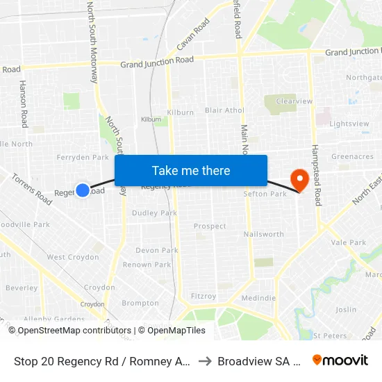 Stop 20 Regency Rd / Romney Ave - North side to Broadview SA Australia map