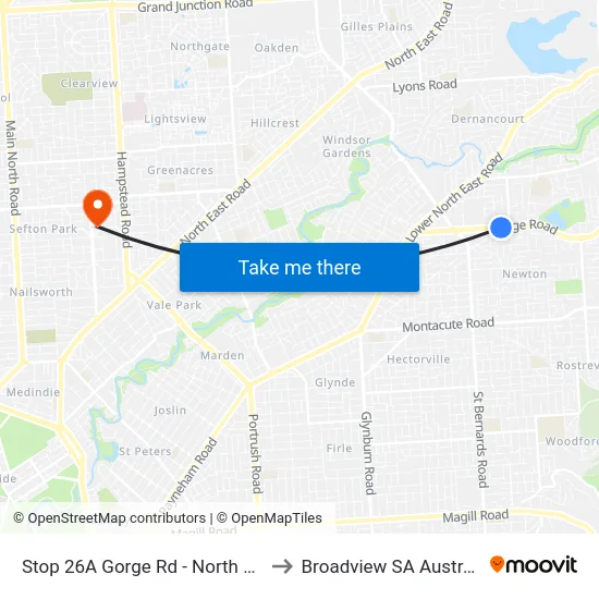 Stop 26A Gorge Rd - North side to Broadview SA Australia map