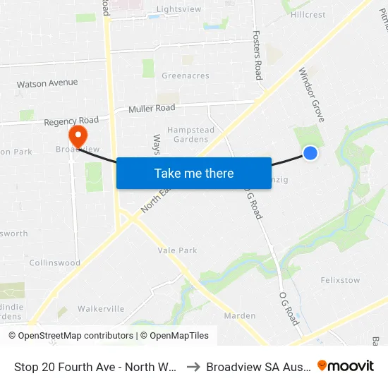 Stop 20 Fourth Ave - North West side to Broadview SA Australia map