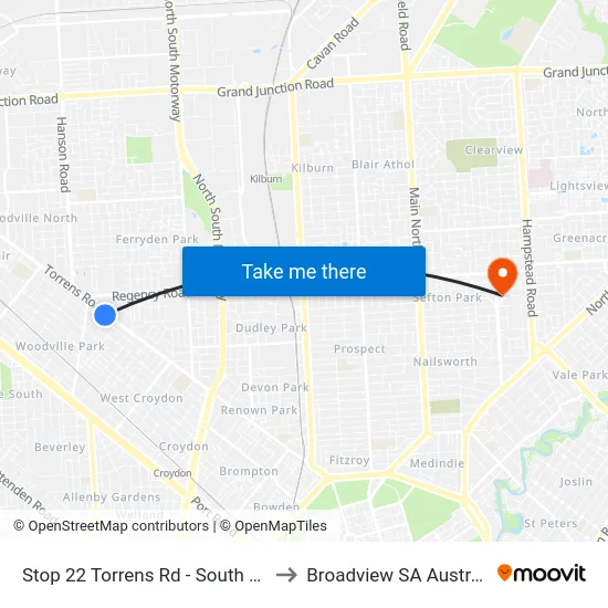 Stop 22 Torrens Rd - South side to Broadview SA Australia map