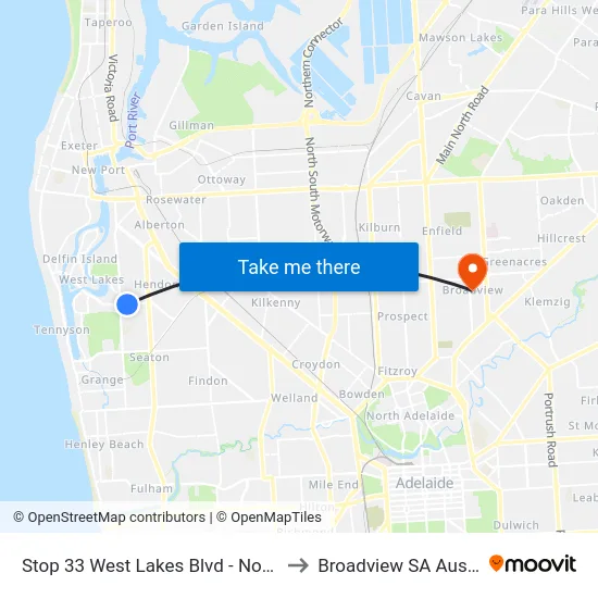 Stop 33 West Lakes Blvd - North side to Broadview SA Australia map