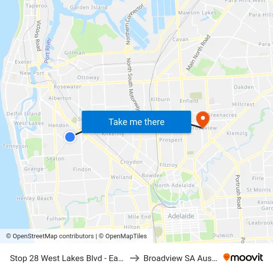 Stop 28 West Lakes Blvd - East side to Broadview SA Australia map