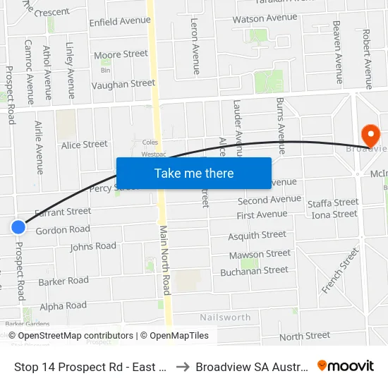 Stop 14 Prospect Rd - East side to Broadview SA Australia map