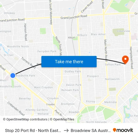 Stop 20 Port Rd - North East side to Broadview SA Australia map