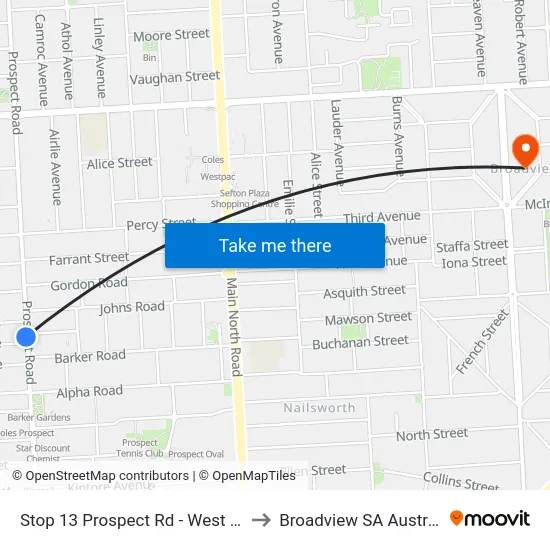 Stop 13 Prospect Rd - West side to Broadview SA Australia map