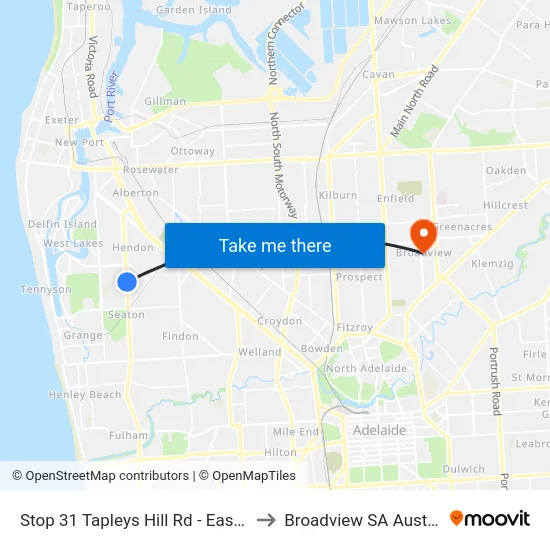 Stop 31 Tapleys Hill Rd - East side to Broadview SA Australia map