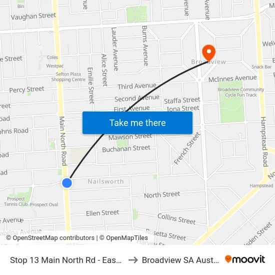 Stop 13 Main North Rd - East side to Broadview SA Australia map