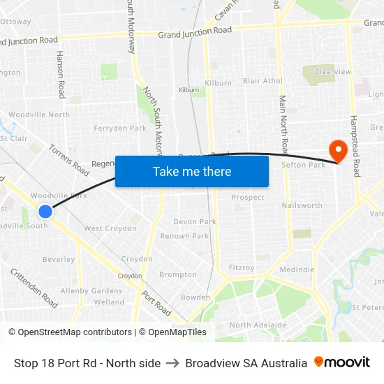 Stop 18 Port Rd - North side to Broadview SA Australia map