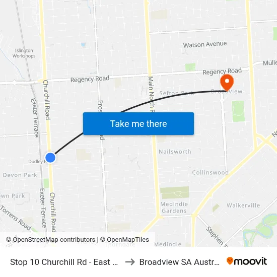 Stop 10 Churchill Rd - East side to Broadview SA Australia map