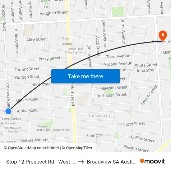 Stop 12 Prospect Rd - West side to Broadview SA Australia map