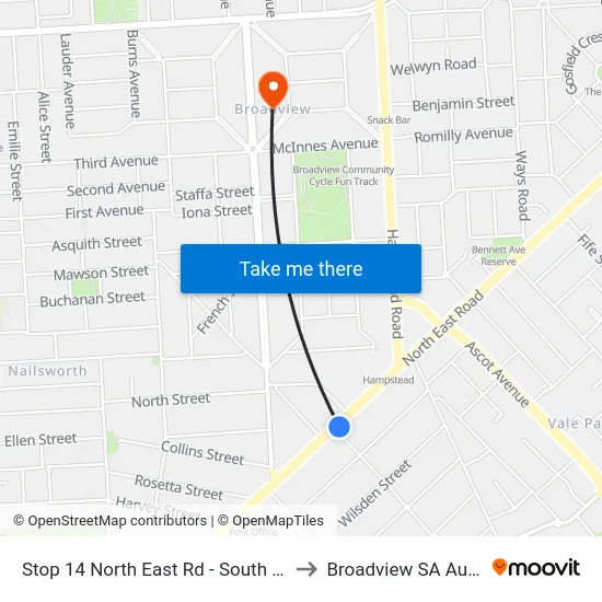 Stop 14 North East Rd - South East side to Broadview SA Australia map