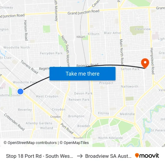 Stop 18 Port Rd - South West side to Broadview SA Australia map
