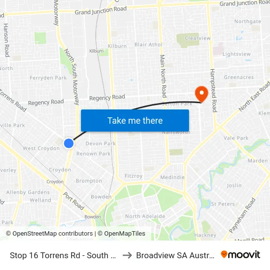 Stop 16 Torrens Rd - South side to Broadview SA Australia map