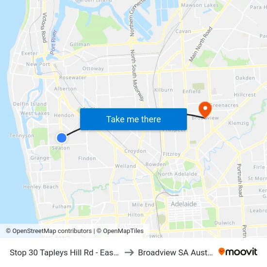 Stop 30 Tapleys Hill Rd - East side to Broadview SA Australia map