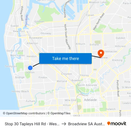 Stop 30 Tapleys Hill Rd - West side to Broadview SA Australia map