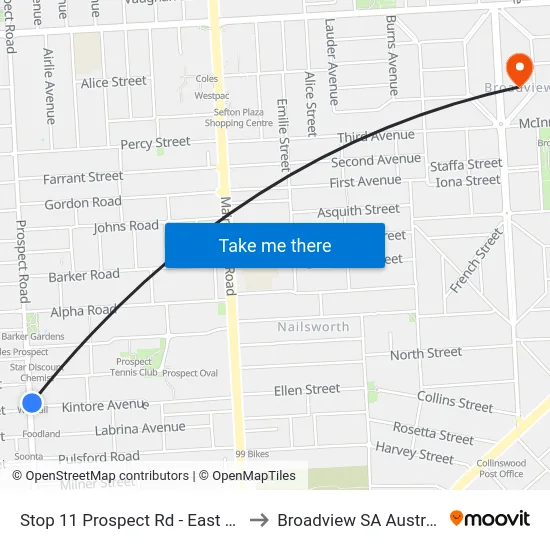 Stop 11 Prospect Rd - East side to Broadview SA Australia map