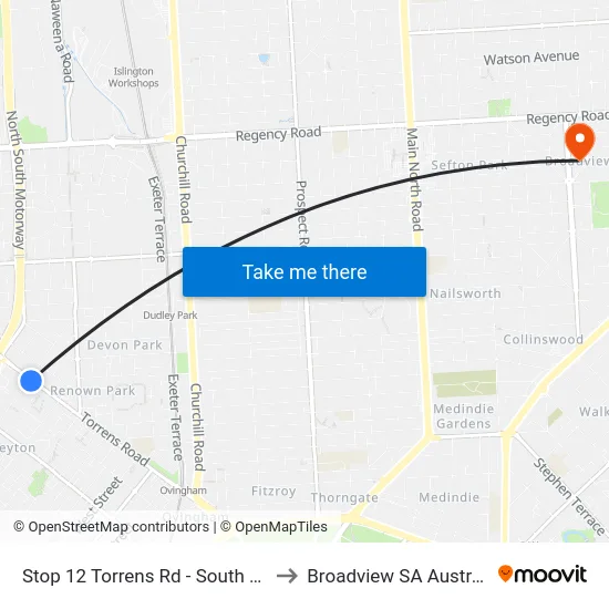 Stop 12 Torrens Rd - South side to Broadview SA Australia map